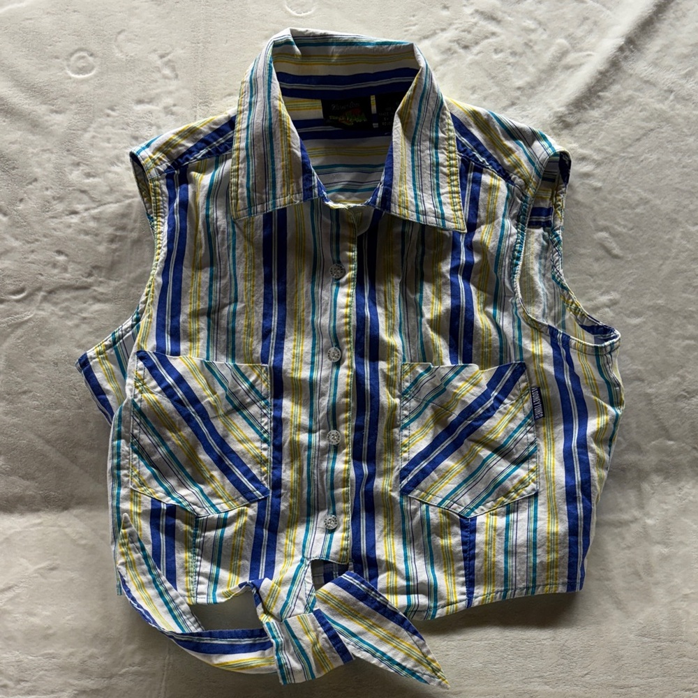 Warner Bros. Space Jam Multicolor Striped Sleeveless Tie-up Women’s Shirt VTG